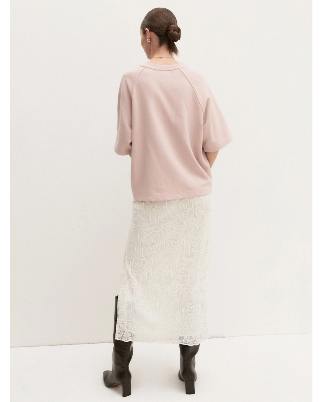 Gonna pencil in tulle ricamato Bianco lana 2625106014200 001 EMME MARELLA 