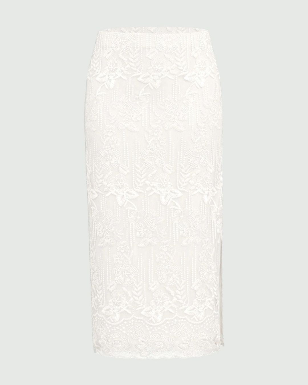 Gonna pencil in tulle ricamato Bianco lana 2625106014200 001 EMME MARELLA 