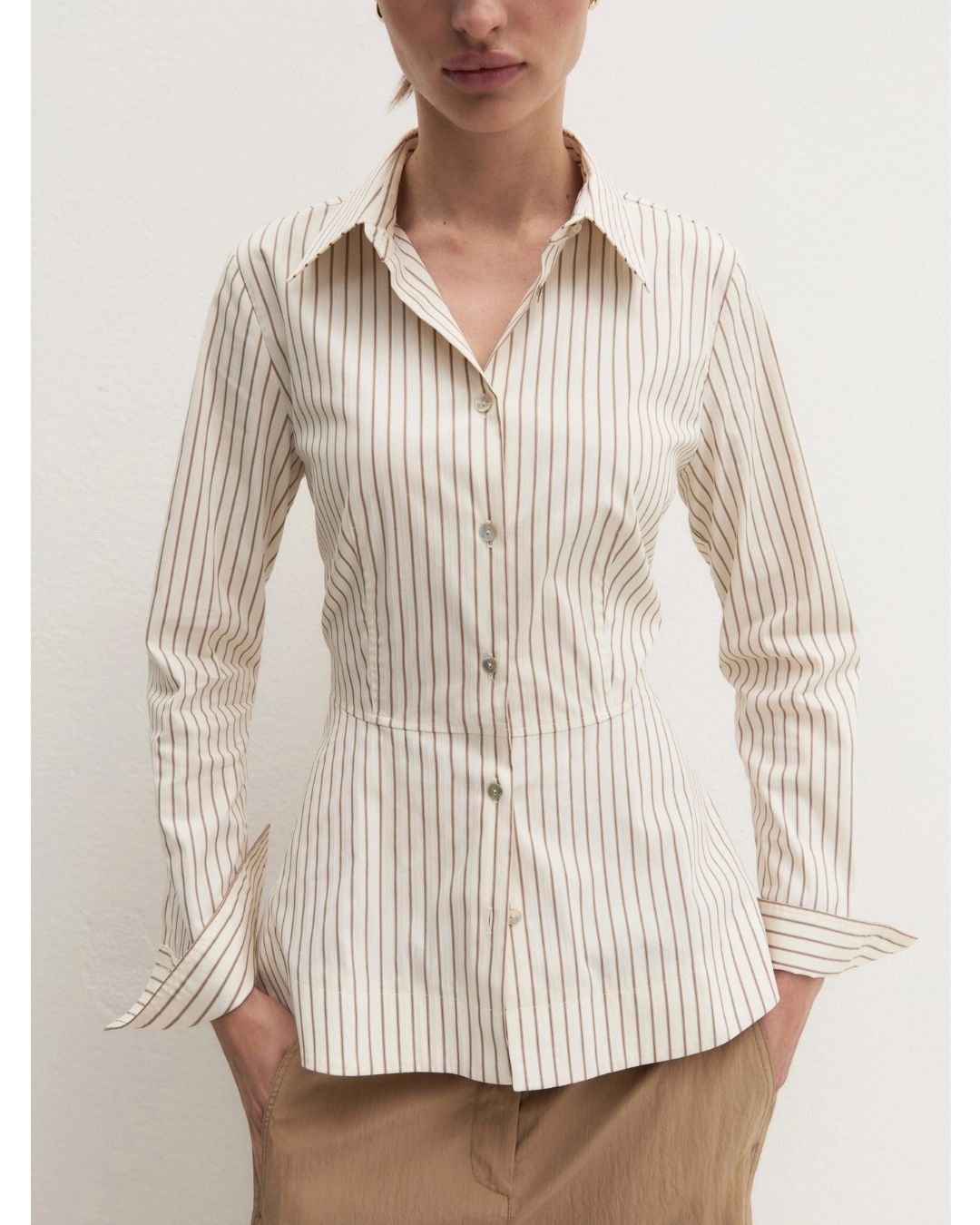 Camicia in popeline con taglio in vita Bianco lana 2625116014200 001 EMME MARELLA 