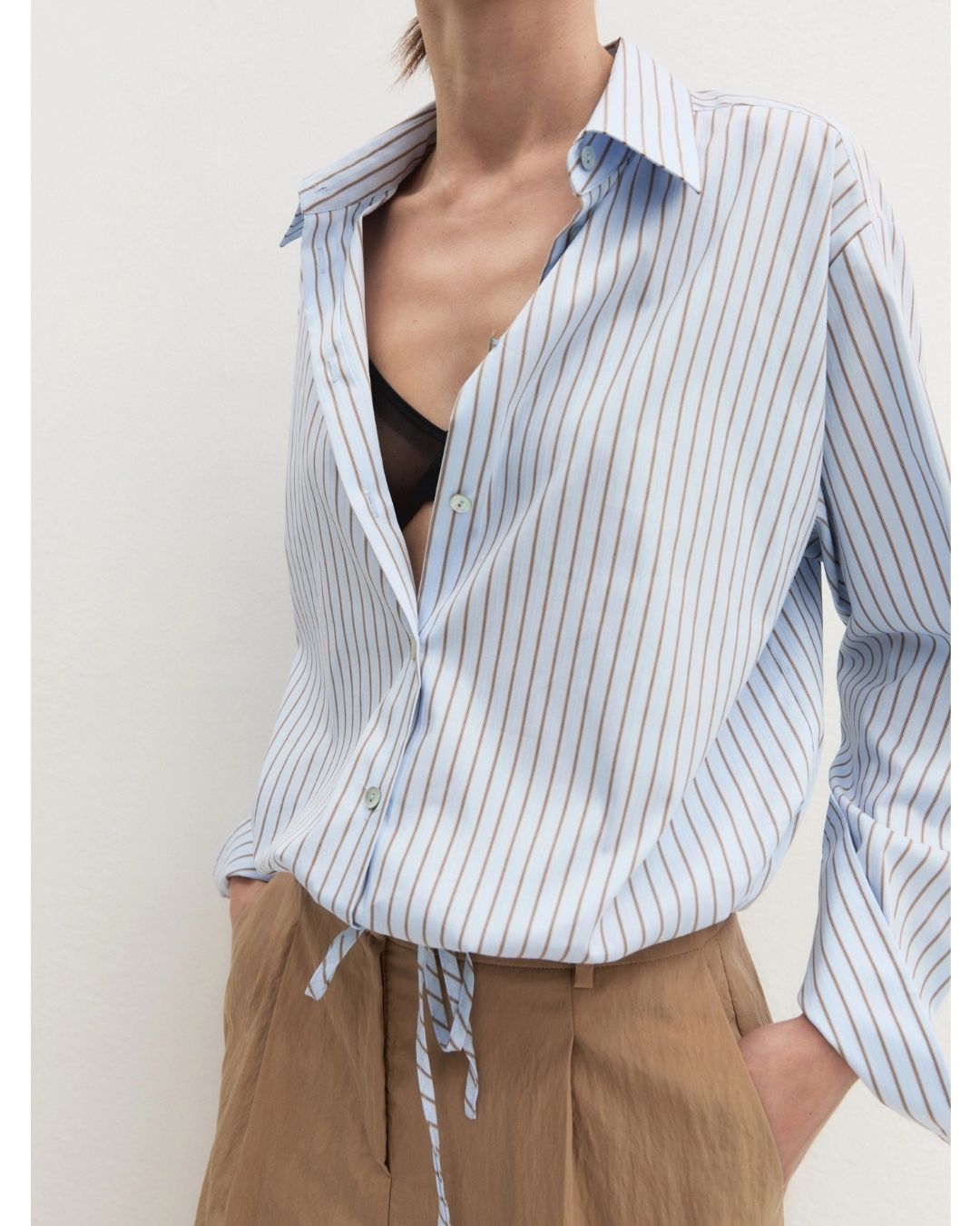 Camicia balloon in popeline stretch Azzurro 2625116024200 002 EMME MARELLA 