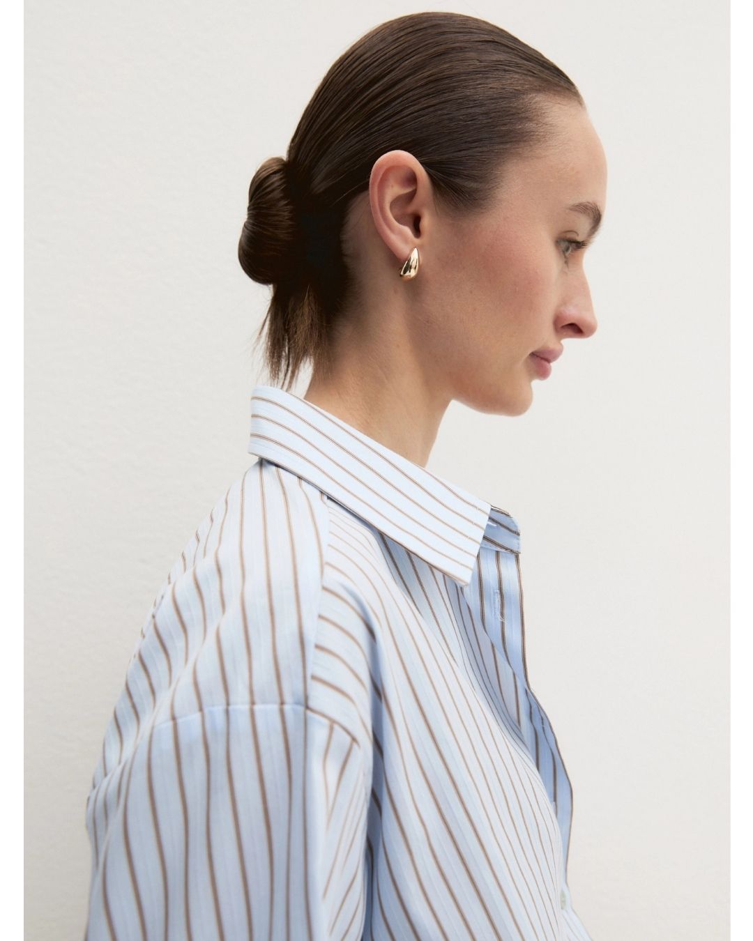 Camicia balloon in popeline stretch Azzurro 2625116024200 002 EMME MARELLA 