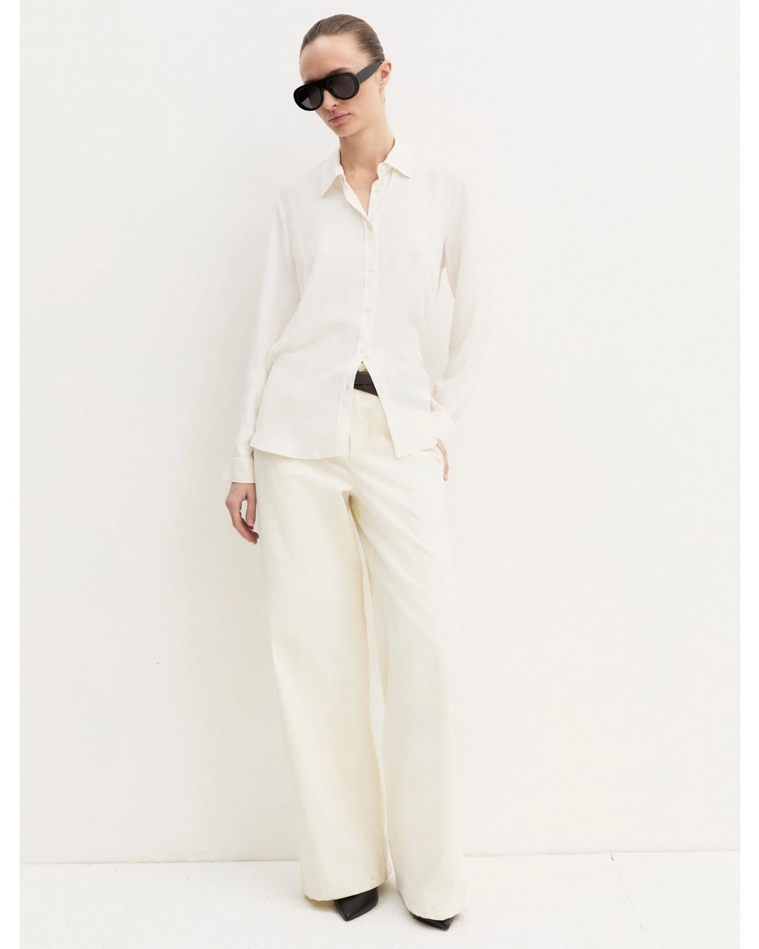 Camicia dritta in misto seta Bianco lana 2625116051200 001 EMME MARELLA 