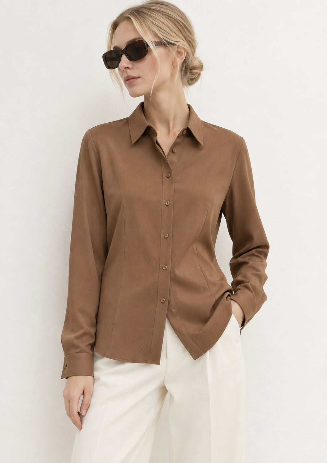 Emme Marella Camicia Donna Emmscalata Cognac 2625116071200 001 EMME MARELLA 