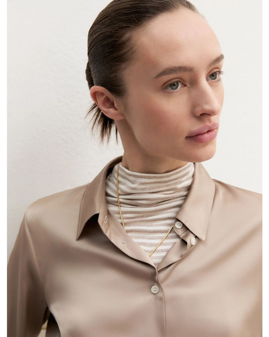 Camicia in raso stretch Almond 2625116081200 004 EMME MARELLA 