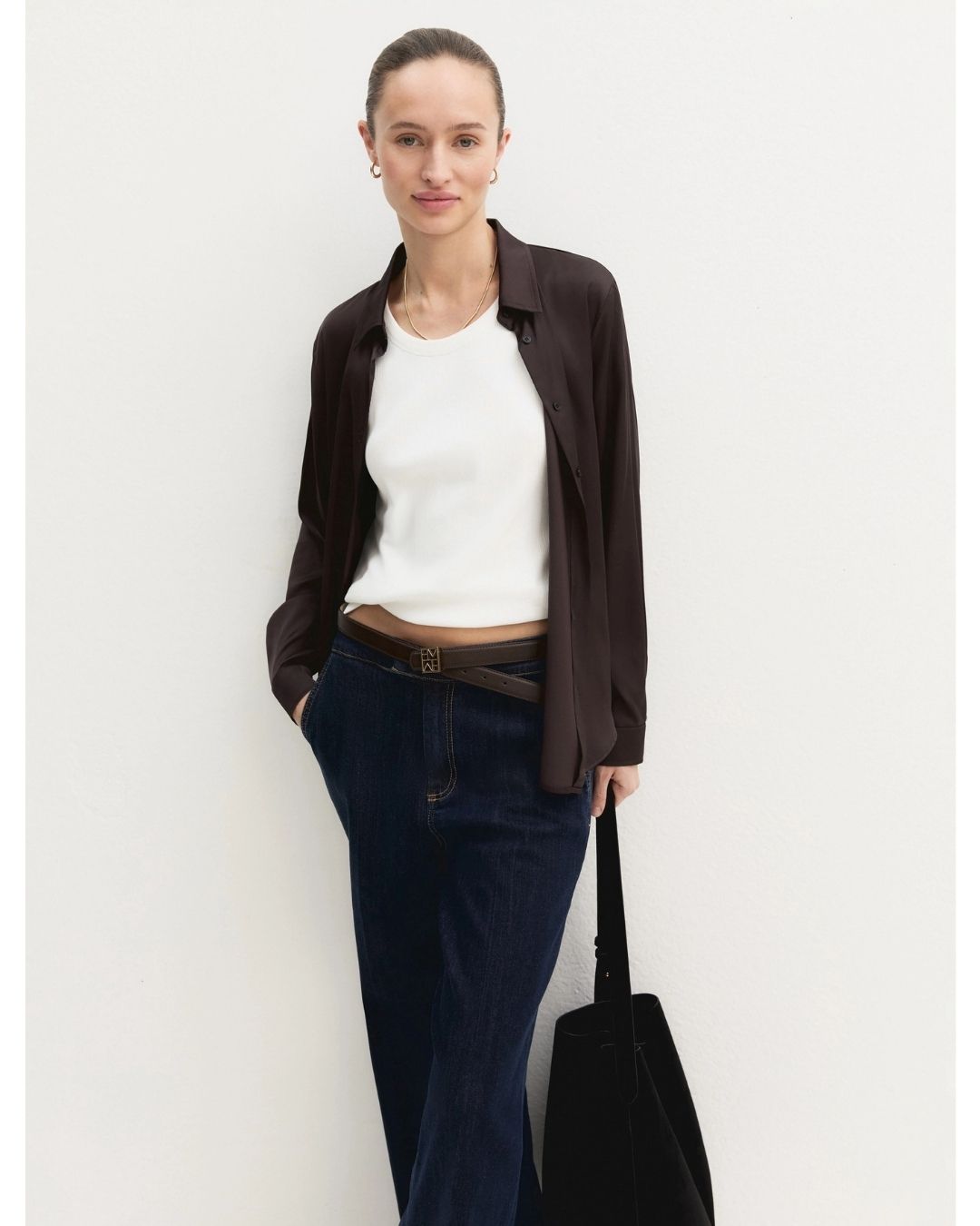 Camicia in raso stretch Testa di moro 2625116081200 011 EMME MARELLA 