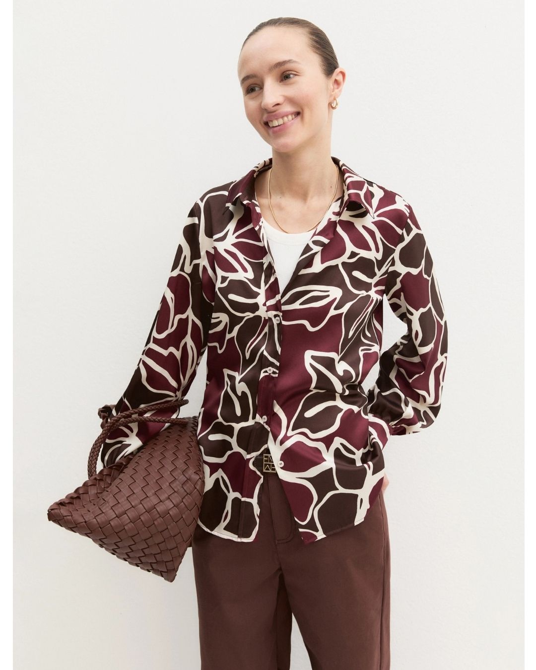 Camicia in twill stampato Marrone 2625116161200 002 EMME MARELLA 