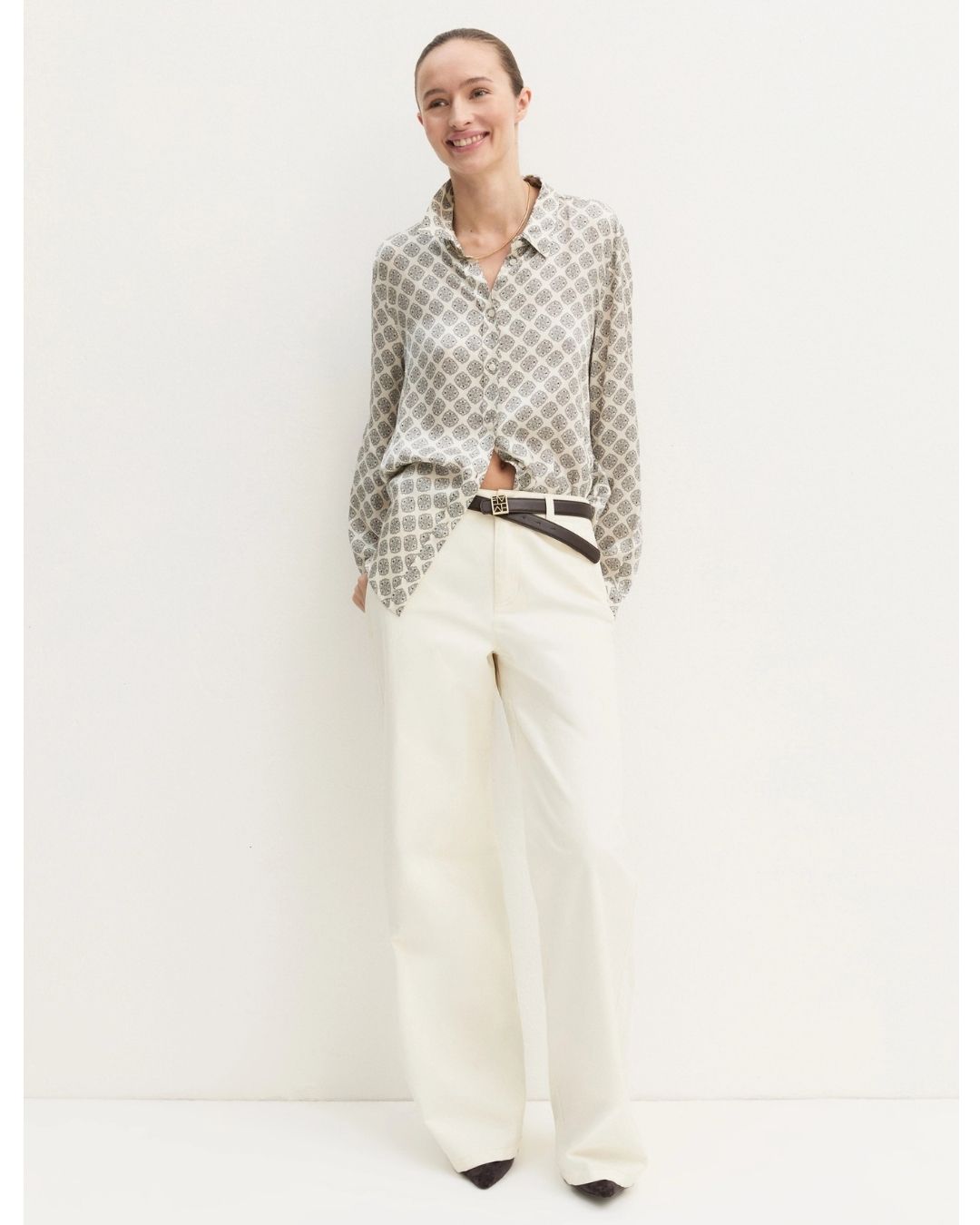 Camicia in raso stampato Bianco lana 2625116191200 004 EMME MARELLA 