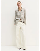 Camicia in raso stampato Bianco lana 2625116191200 004 EMME MARELLA 