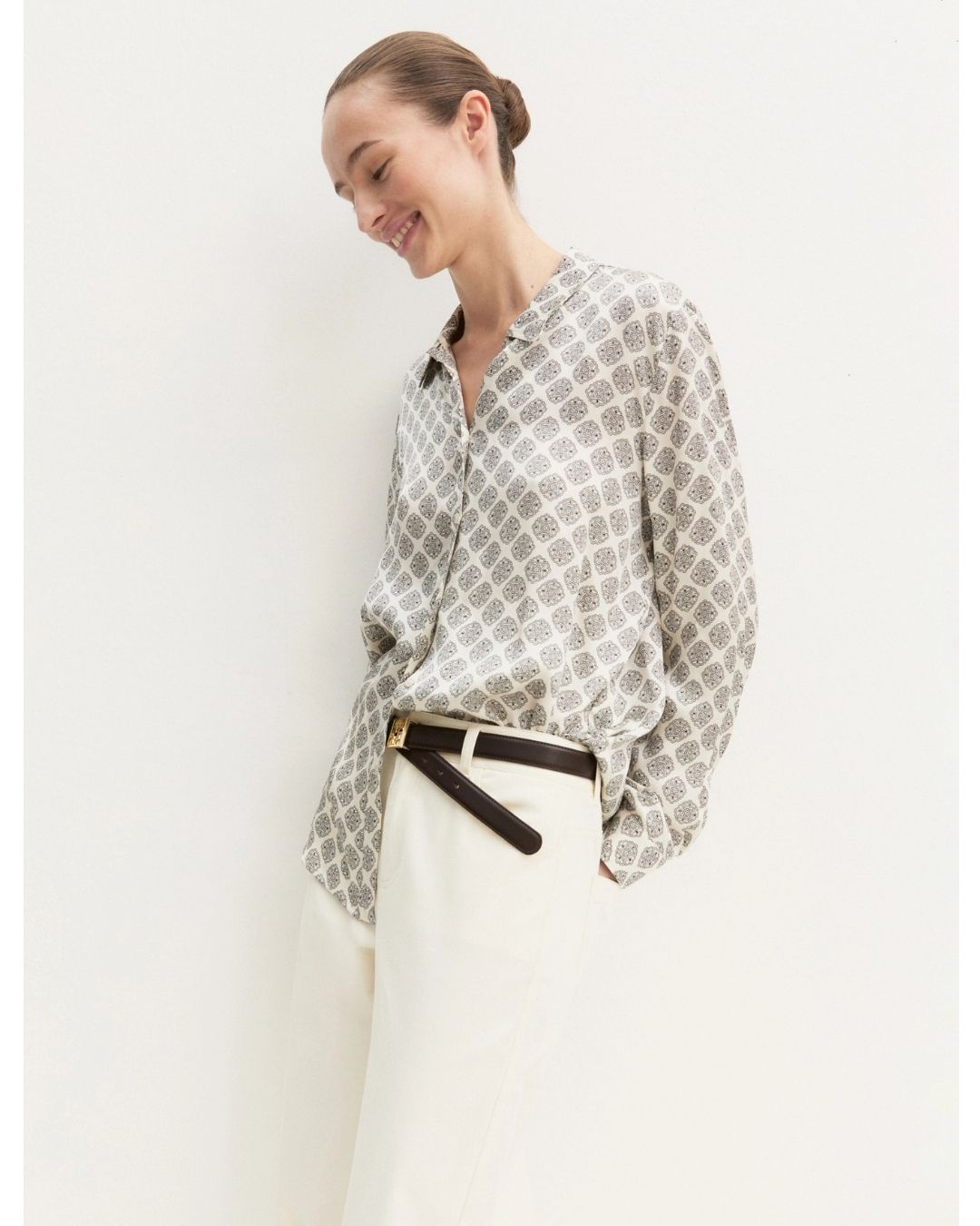 Camicia in raso stampato Bianco lana 2625116191200 004 EMME MARELLA 
