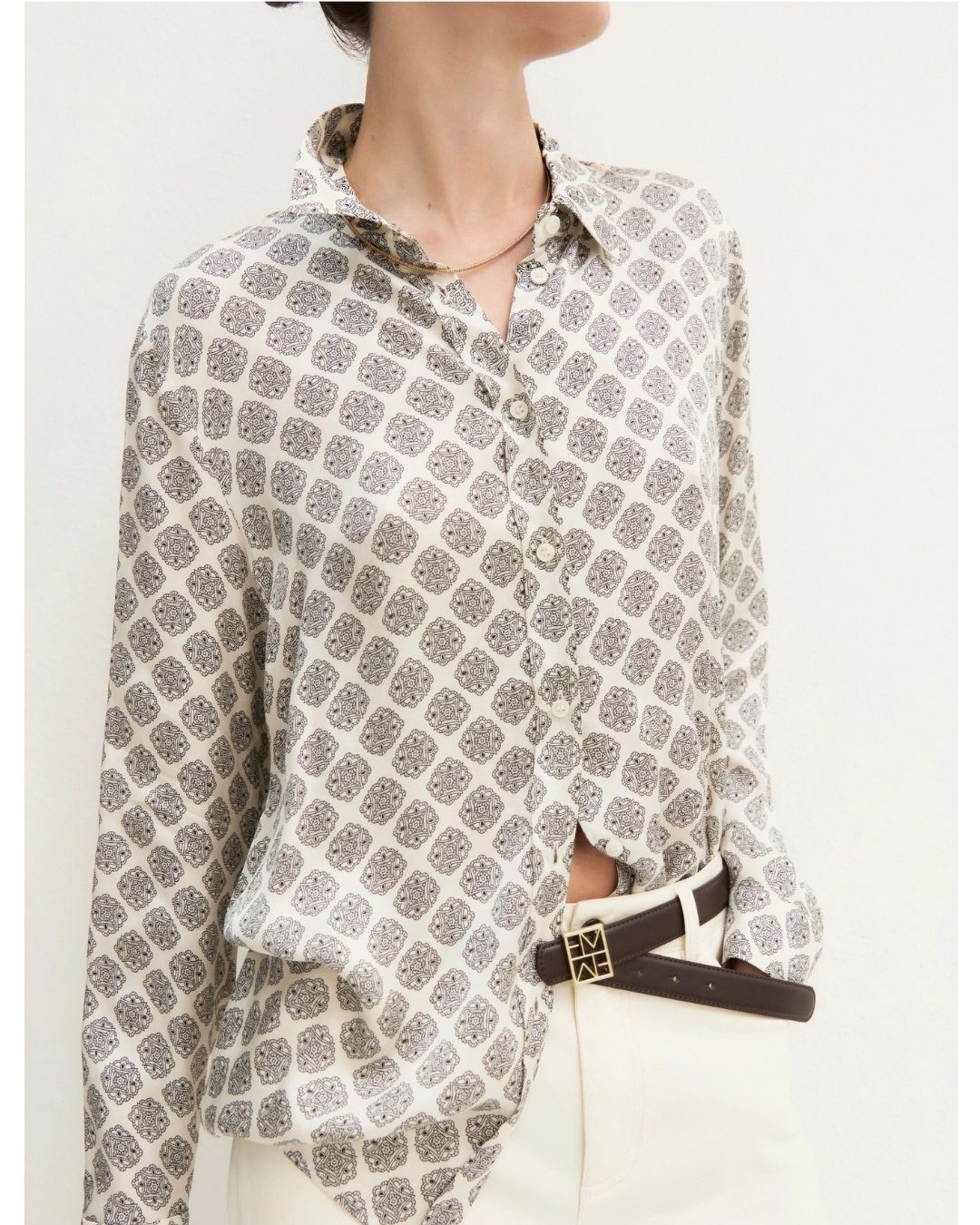 Camicia in raso stampato Bianco lana 2625116191200 004 EMME MARELLA 