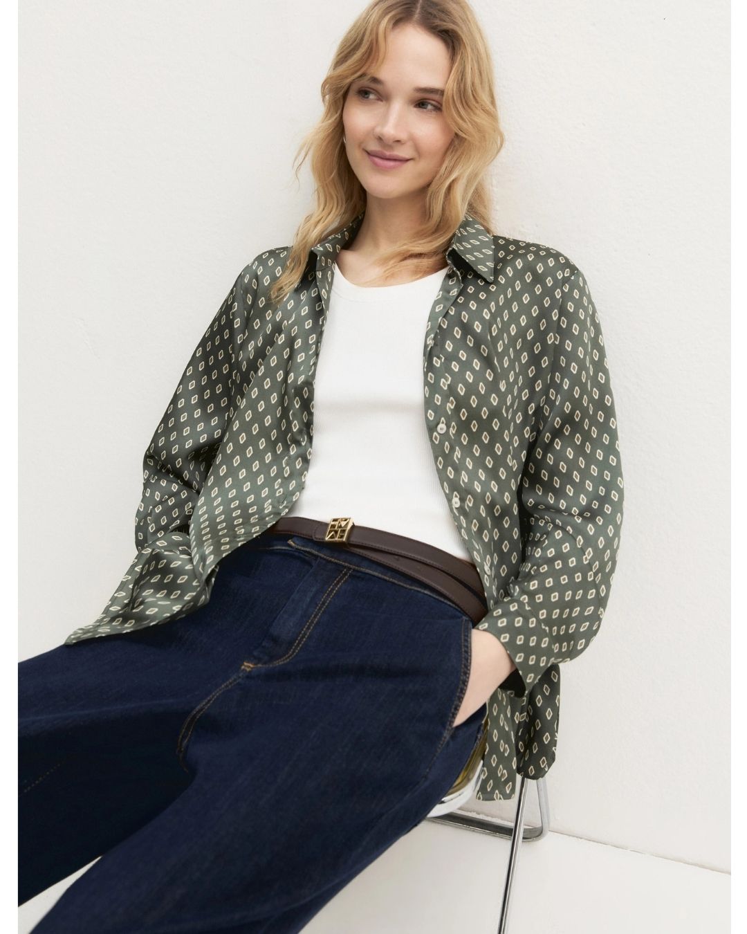 Camicia in twill stampato Salvia 2625116231200 003 EMME MARELLA 
