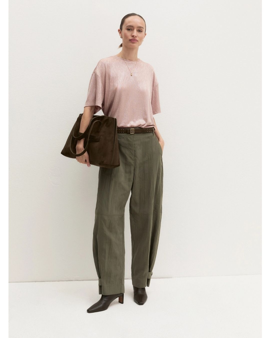 Pantalone fluido in tessuto crinckle Kaki 2625136014200 002 EMME MARELLA 