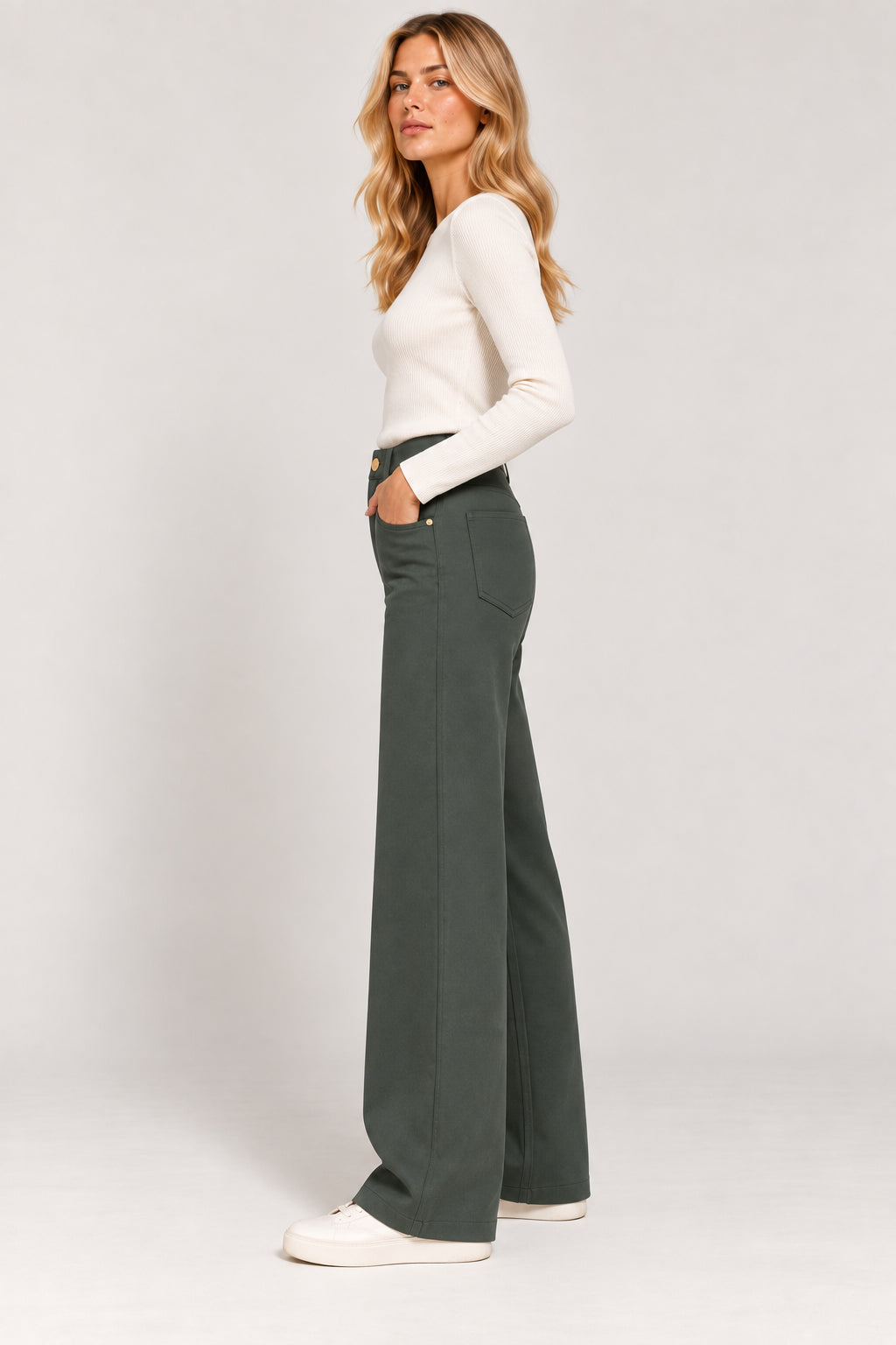Emme Marella Pantalone Donna Emmfuxia Verde Sottobosco 2625136061200 003 EMME MARELLA 