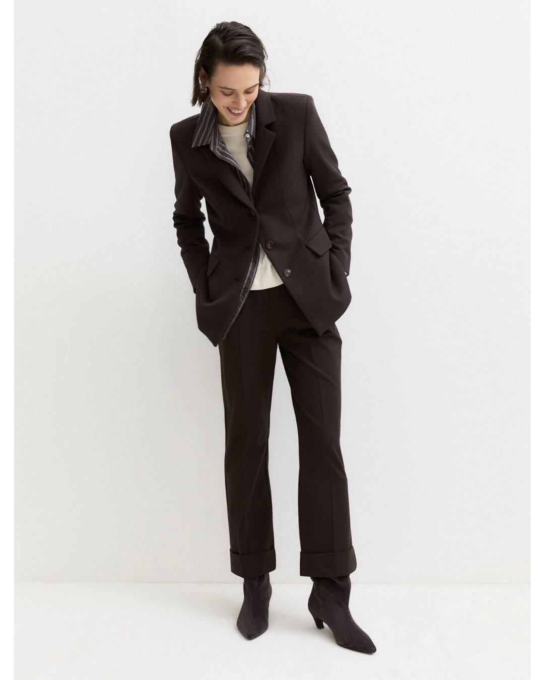 Pantalone in gabardina stretch Testa di moro 2625136082200 009 EMME MARELLA 