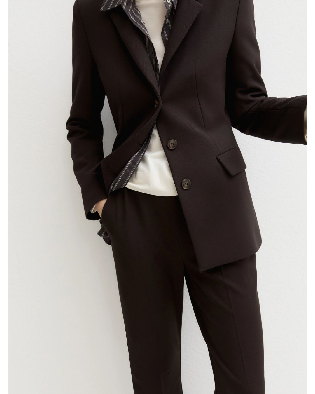 Pantalone in gabardina stretch Testa di moro 2625136082200 009 EMME MARELLA 