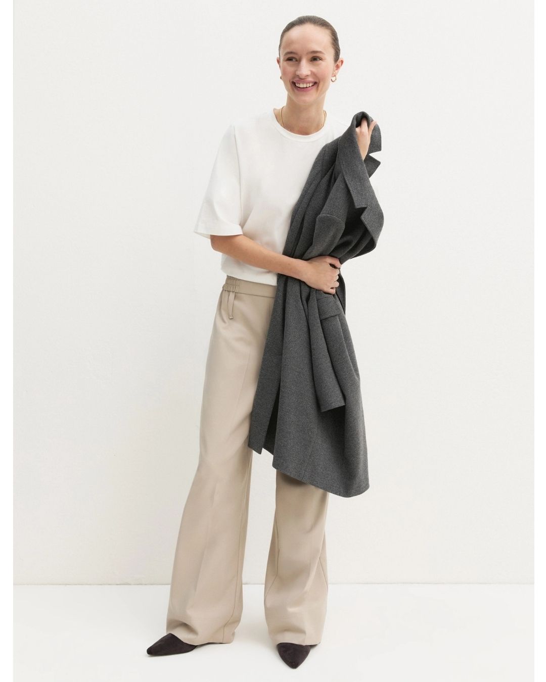 Pantalone dritto in flanella stretch Ecru' 2625136111200 004 EMME MARELLA 