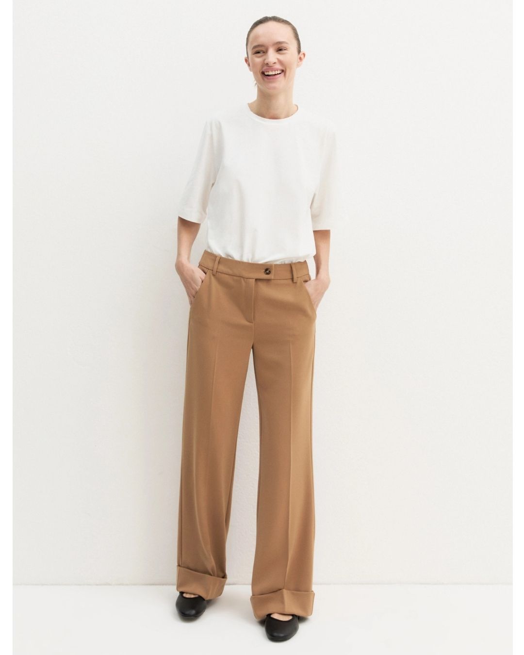 Pantalone in twill stretch Cammello 2625136191200 001 EMME MARELLA 