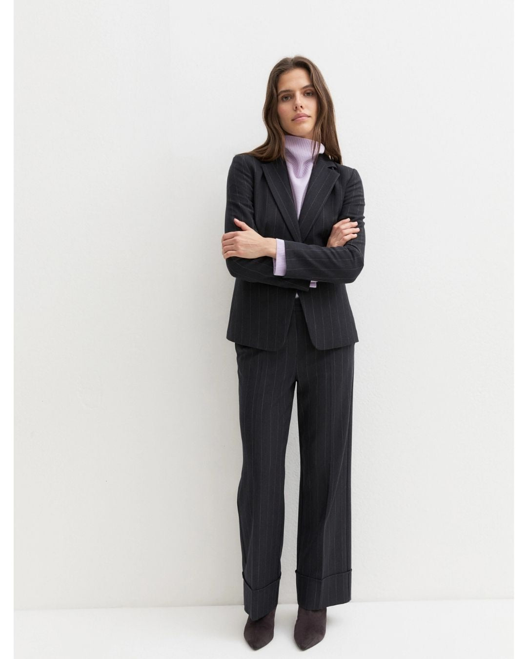 Pantalone dritto in gabardina stretch Blu 2625136202200 002 EMME MARELLA 
