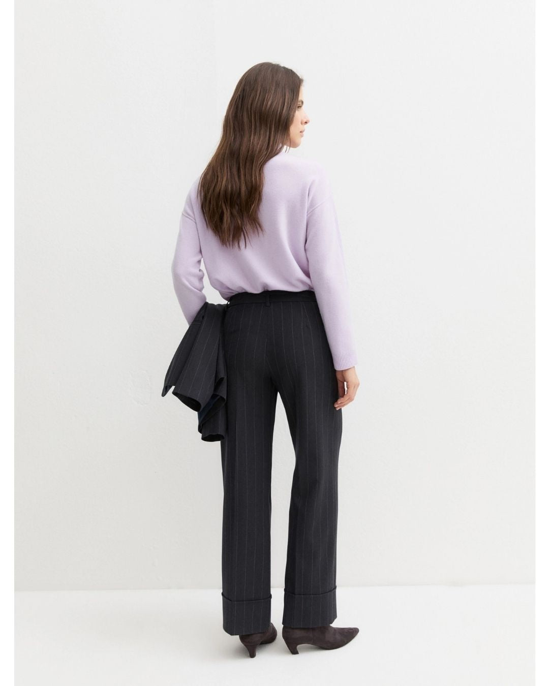 Pantalone dritto in gabardina stretch Blu 2625136202200 002 EMME MARELLA 