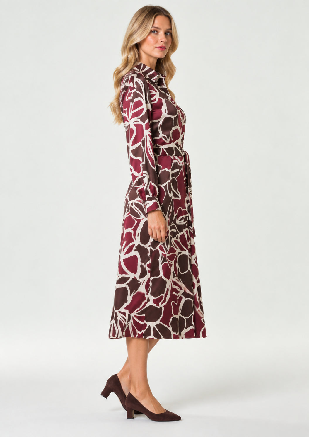 Chemisier in twill stampato Emmalarico Marrone Floreale 2625226081200 002 EMME MARELLA 