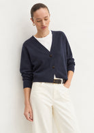 Cardigan dritto in viscosa stretch Emmbacini Navy 2625346041200 001 EMME MARELLA 