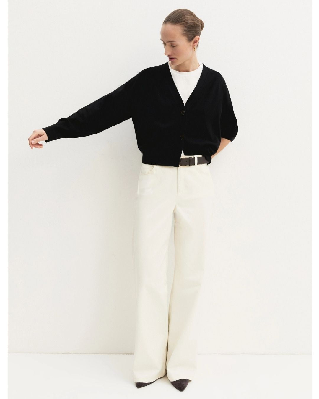 Cardigan dritto in viscosa stretch Nero 2625346041200 016 EMME MARELLA 