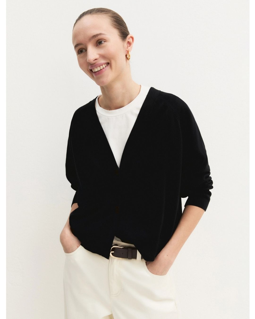 Cardigan dritto in viscosa stretch Nero 2625346041200 016 EMME MARELLA 