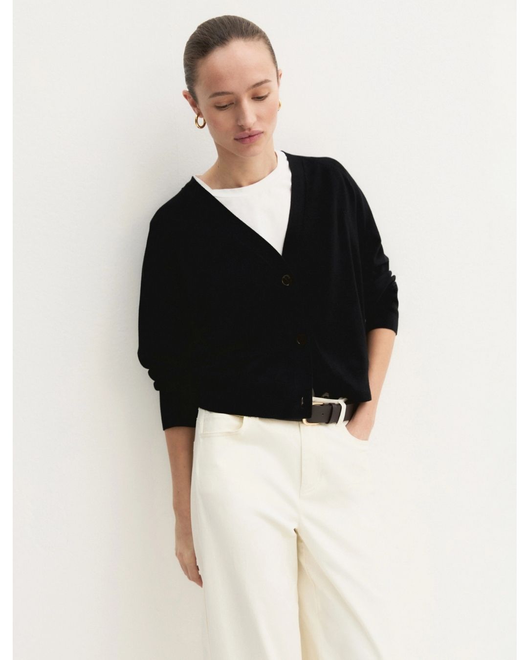 Cardigan dritto in viscosa stretch Nero 2625346041200 016 EMME MARELLA 