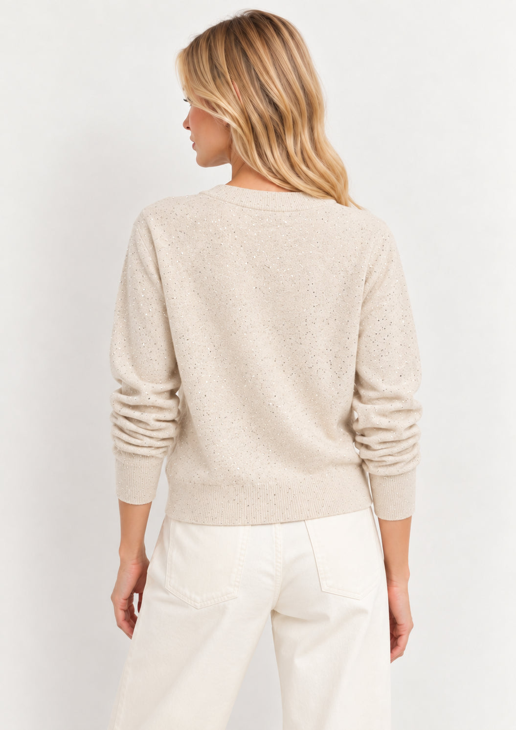 Maglia in filato di misto lana con lurex e paillette Emmfertile Avorio 2625366051200 005 EMME MARELLA 