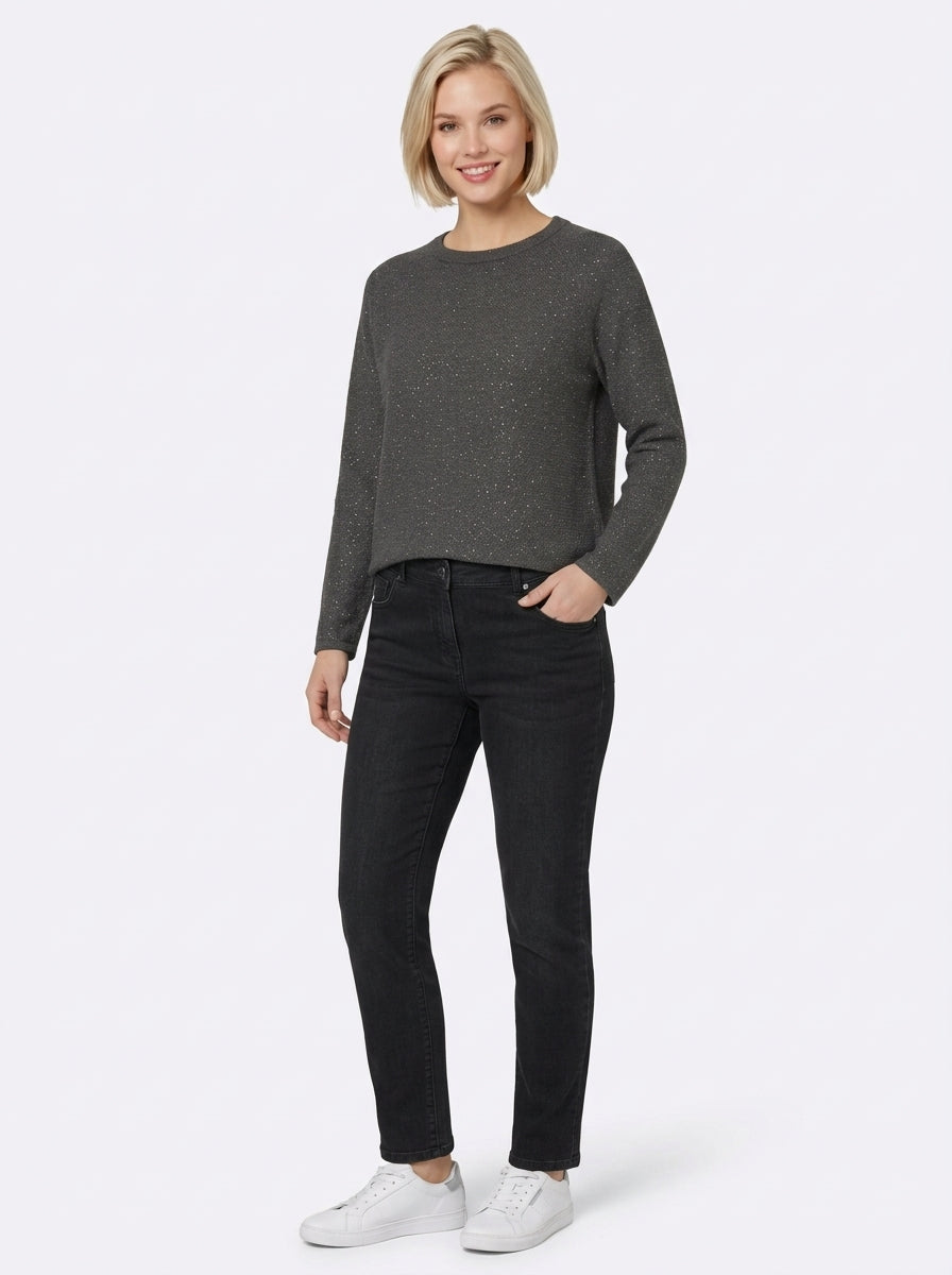Maglia in filato di misto lana con lurex e paillette Emmardente Grigio Scuro 2625366171200 004 EMME MARELLA 