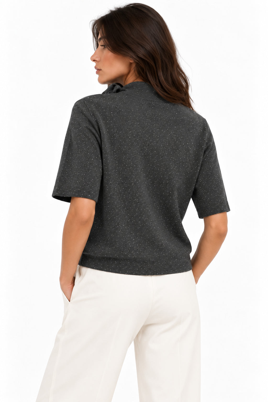 T-shirt in filato di misto lana leggero con lurex Emmmaggio Grigia 2625366351200 004 EMME MARELLA 