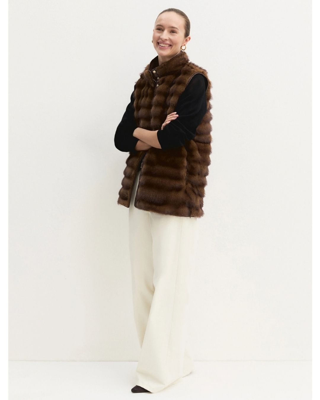 Gilet lungo in jersey Cognac 2625456071200 001 EMME MARELLA 
