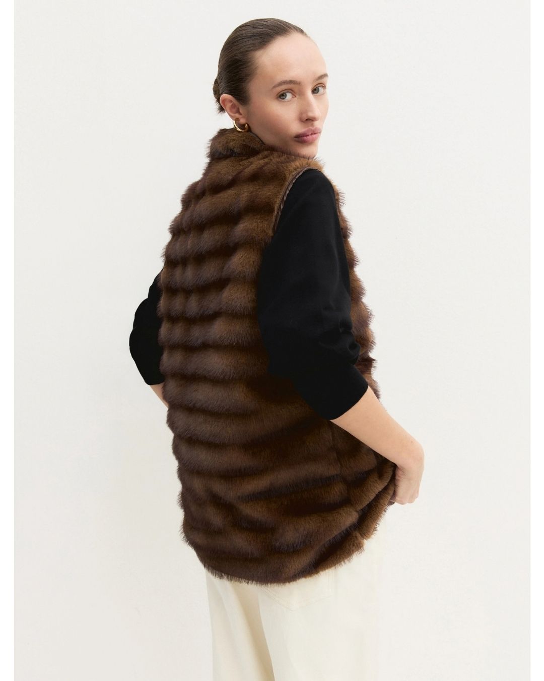 Gilet lungo in jersey Cognac 2625456071200 001 EMME MARELLA 