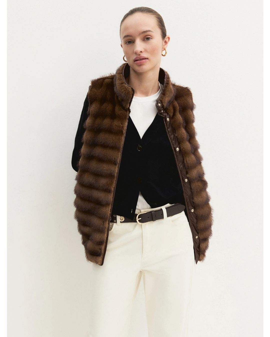 Gilet lungo in jersey Cognac 2625456071200 001 EMME MARELLA 