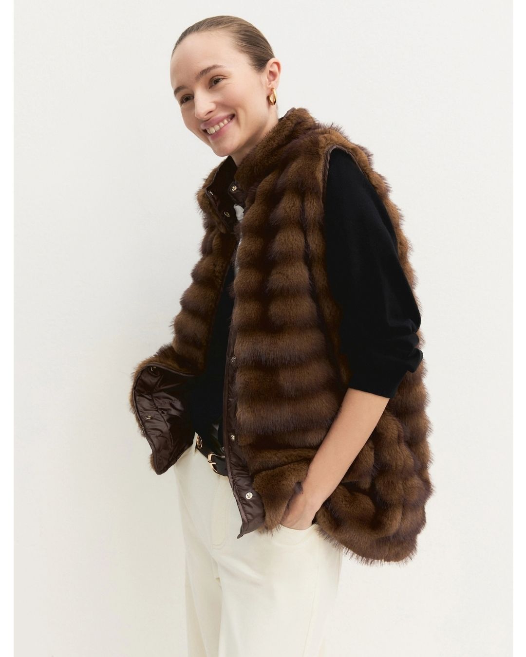 Gilet lungo in jersey Cognac 2625456071200 001 EMME MARELLA 