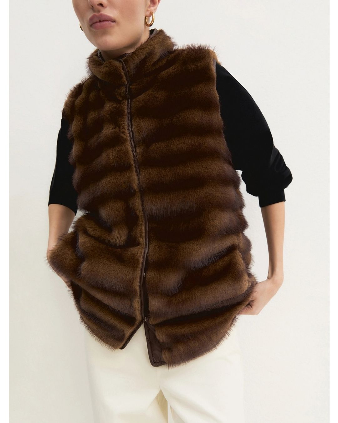 Gilet lungo in jersey Cognac 2625456071200 001 EMME MARELLA 