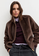 Bomber in tessuto furry Emmpatio Tortora 2625456092200 002 EMME MARELLA 