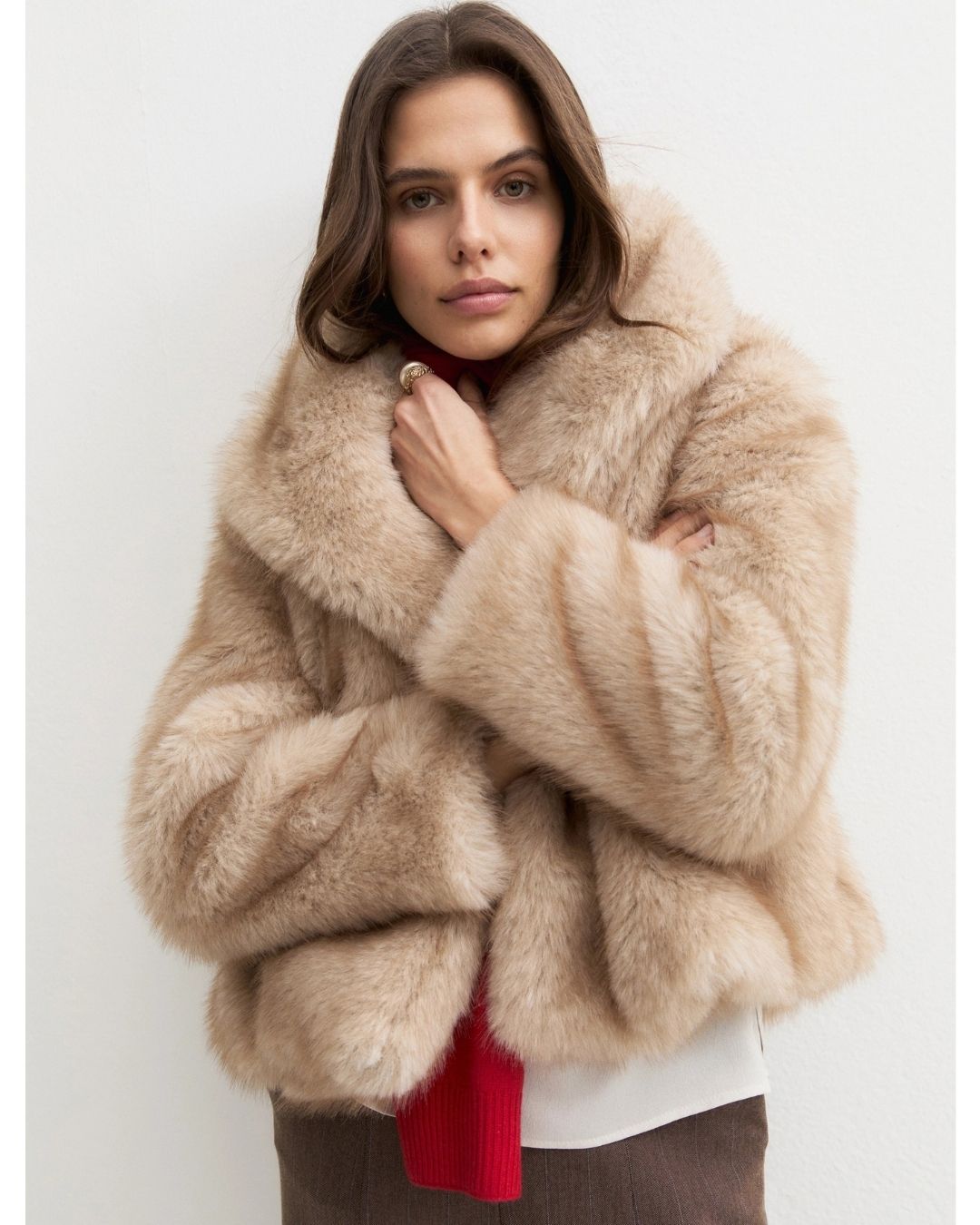 Cappotto corto in jersey furry Ecrù 2625456112200 001 EMME MARELLA 