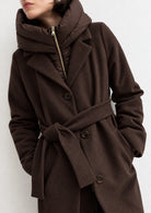 Capospalla dritto in panno soft con cappuccio rimovibile Emmdesiderio Marrone 2625496112200 009 EMME MARELLA 