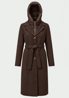 Capospalla dritto in panno soft con cappuccio rimovibile Emmdesiderio Marrone 2625496112200 009 EMME MARELLA 