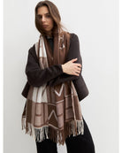 Stola jacquard con logo Emmegram Cuoio 2625546012200 001 EMME MARELLA 