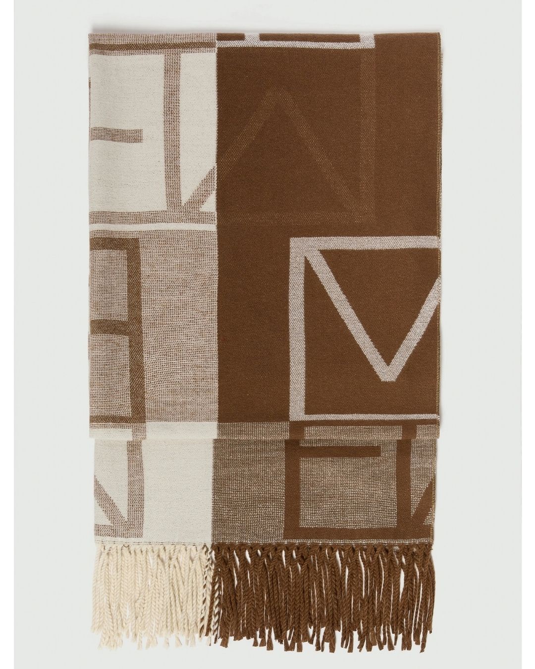 Stola jacquard con logo Emmegram Cuoio 2625546012200 001 EMME MARELLA 