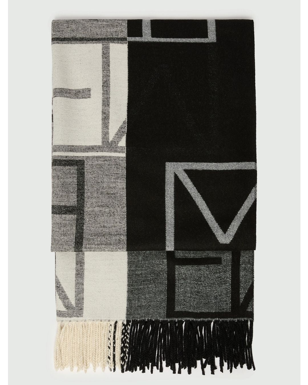 Stola jacquard con logo Emmegram Nero 2625546012200 002 EMME MARELLA 
