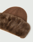 Berretto con bordo in tessuto furry Marrone 2625576042200 002 EMME MARELLA 