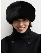 Berretto con bordo in tessuto furry Nero 2625576042200 003 EMME MARELLA 