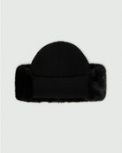Berretto con bordo in tessuto furry Nero 2625576042200 003 EMME MARELLA 