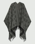Poncho jacquard con frange Nero 2625736021200 002 EMME MARELLA 