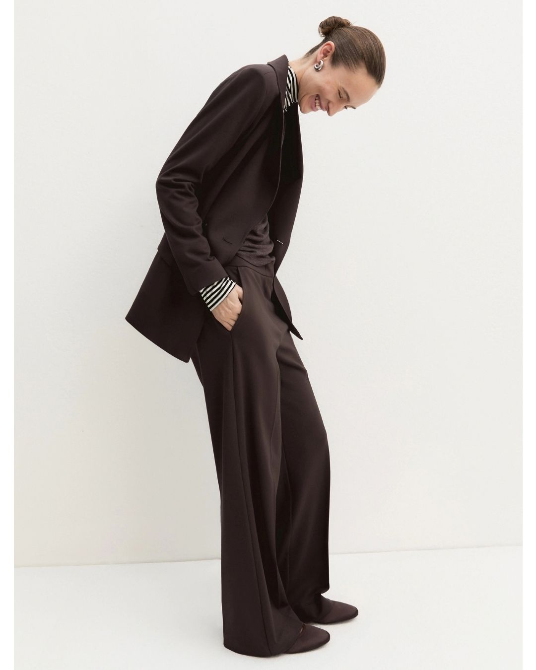 Pantalone dritto in jersey stretch Testa moro 2625786021200 006 EMME MARELLA 
