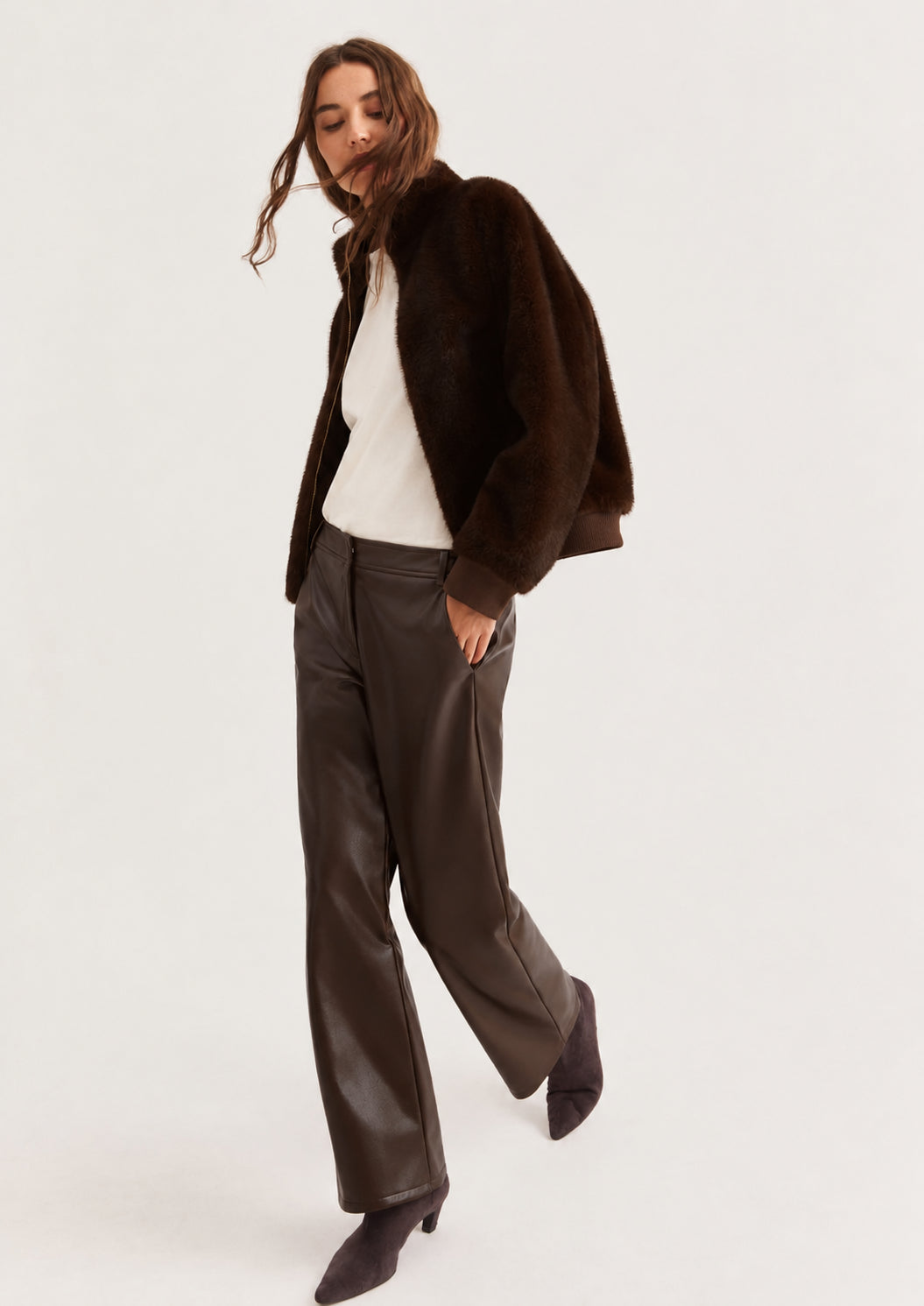 Pantalone dritto in jersey spalmato Emmargento Teasta di Moro 2625786032200 003 EMME MARELLA 