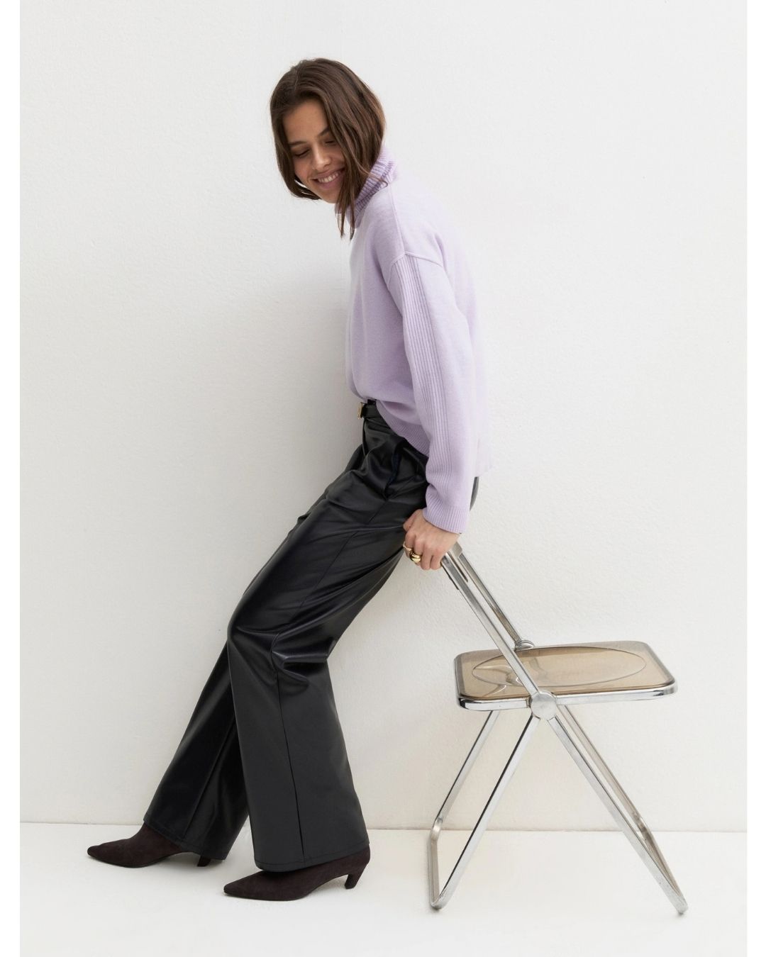 Pantalone dritto in jersey spalmato Navy 2625786032200 004 EMME MARELLA 